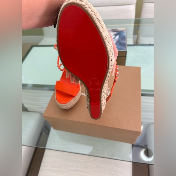 Authentic Christian Louboutin Chocozeppa Spikes 120 Vibrant Orange Platform - Picture 8 of 9